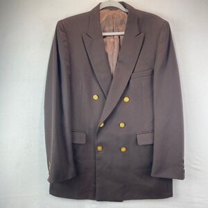 Givenchy bespoke Gentleman Paris Mens Brown Wool Double Breasted Gold Blazer